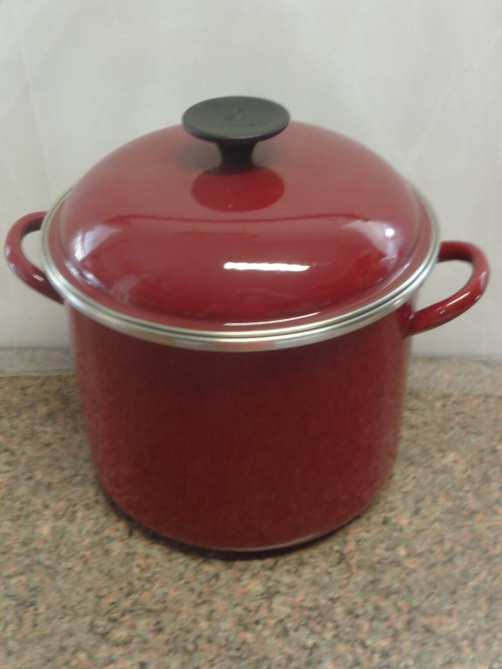 Le Creuset 4 QT Enamel on Steel Stock Pot Cerise Cherry Red (8" H x 6.75" Dia.)